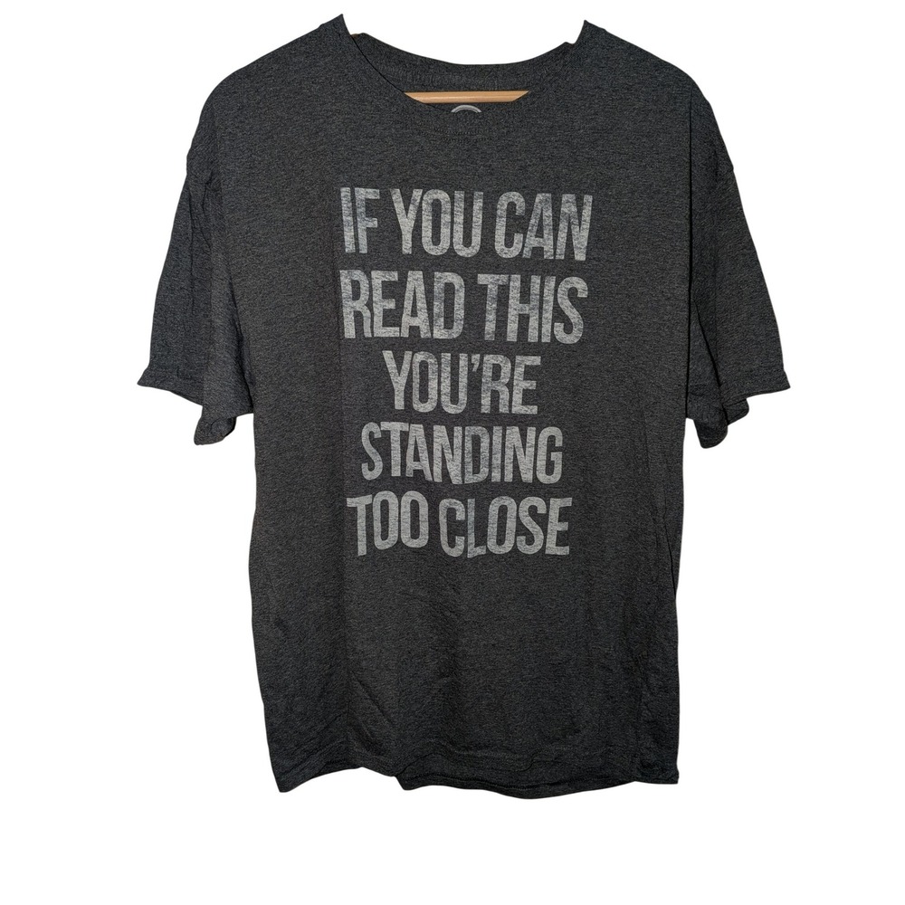 Riot Society Mens Standing Too Close Graphic T-Shirt Charcoal Heather Grey Large